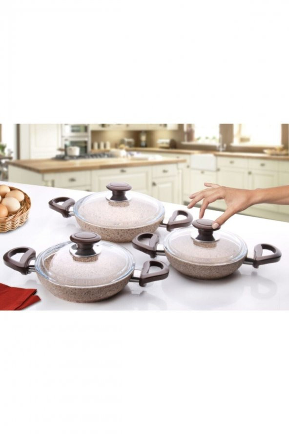Falez  Creamy Granit 6 Parça Sahan Seti Krem - 2