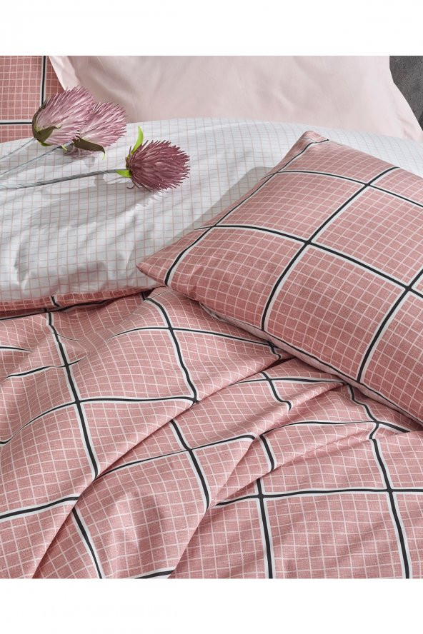 Minimal Tek Kişilik Nevresim Takımı Ronny Pembe - Resim 2