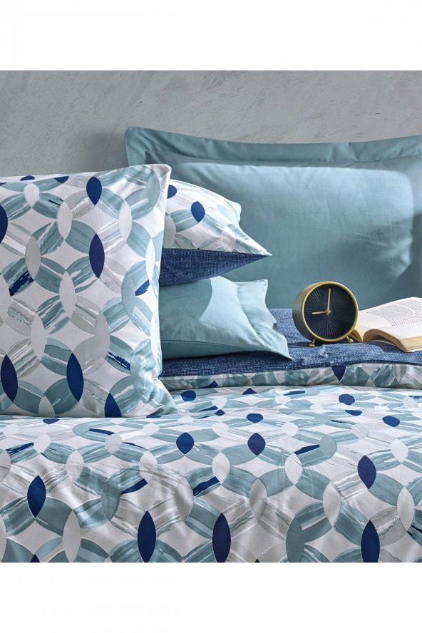 Minimal Tek Kişilik Nevresim Takımı Tory Mavi - Resim 2