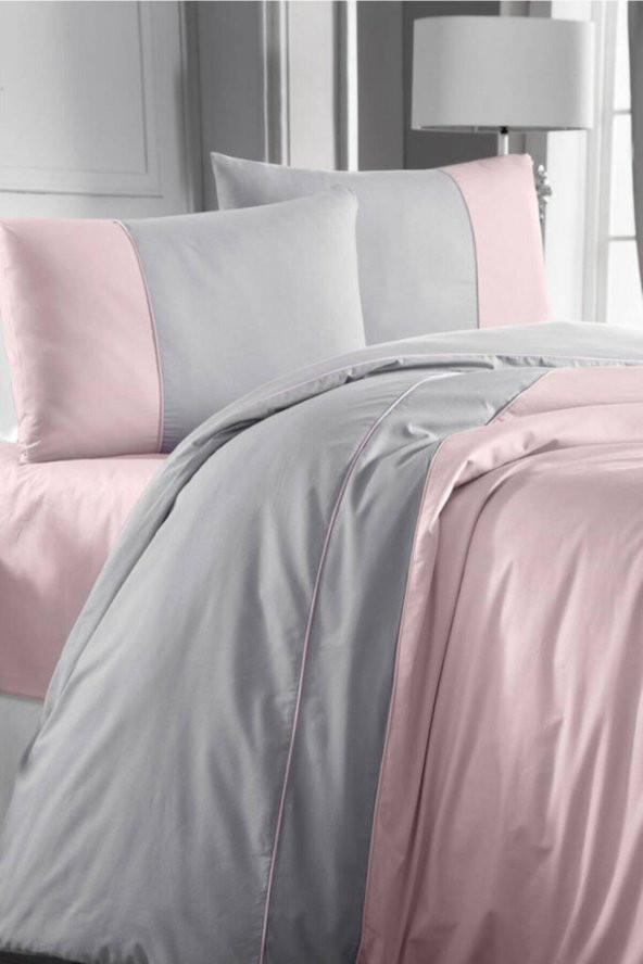 Pembe Gri Thor Ranforce Çift Renk Tek Kişilik Nevresim Takımı - 2