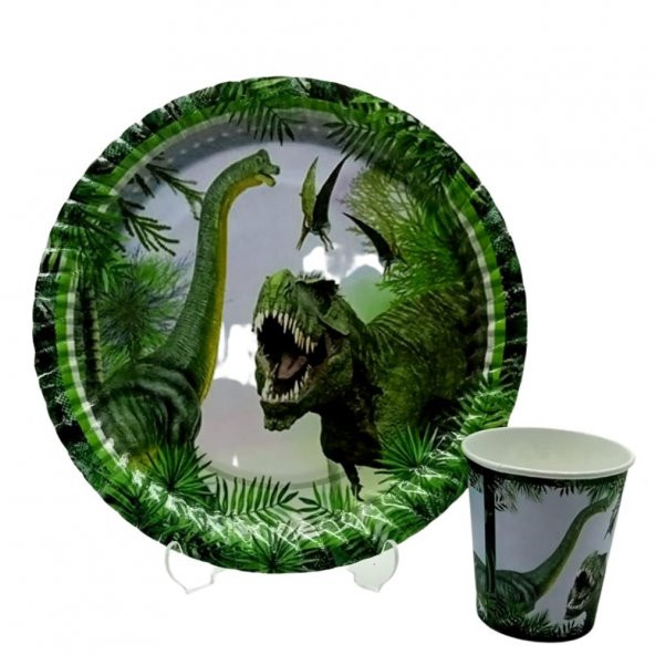 Jurassic World Dinozor Temalı Karton Tabak Bardak Seti - 8 Kişilik - 2