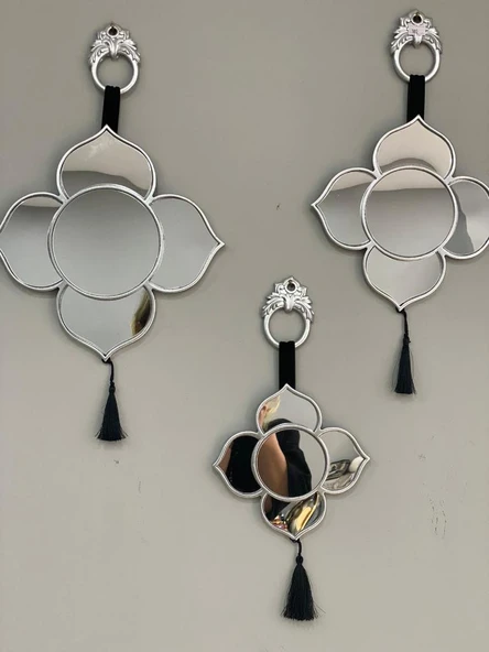 DEKOR AYNA 3 LÜ DUVAR AYNASI GÜMÜŞ