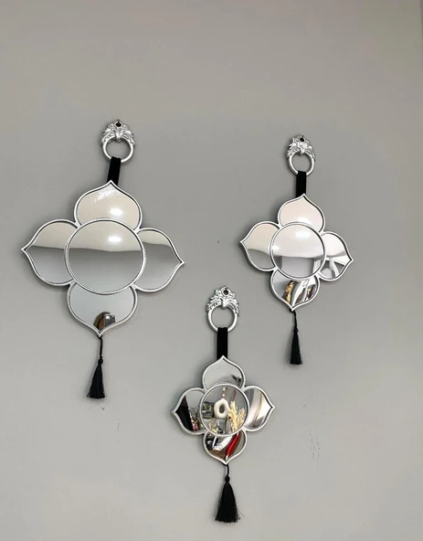 DEKOR AYNA 3 LÜ DUVAR AYNASI  GÜMÜŞ - 3