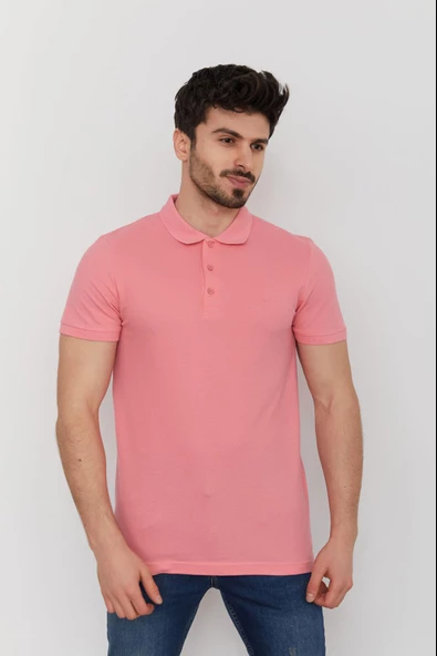 Cazador 22YCEEO04613 Erkek Pembe Polo Yaka  T-shırt