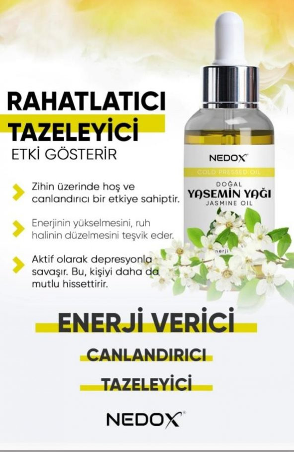 NEDOX Yasemin Yağı %100 Doğal Bitkisel Aura Yükseltici & Enerji Verici Jasmine Oil 50 Ml - 2