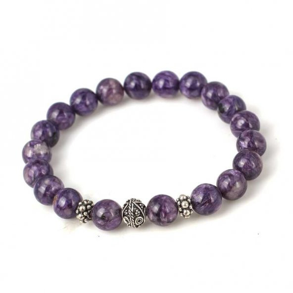 925 Ayar Gümüş Ametist Taşlı Erkek Bilekliği