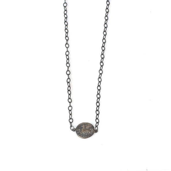 925 Ayar Gümüş Antik Yunan Paralı Kolye - Resim 2