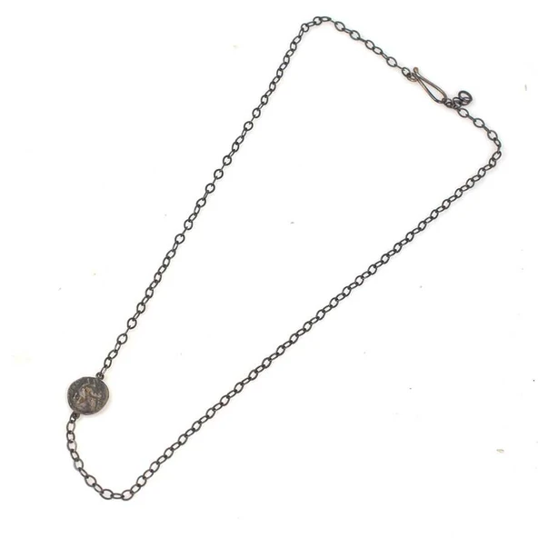 925 Ayar Gümüş Antik Yunan Paralı Kolye - Resim 3