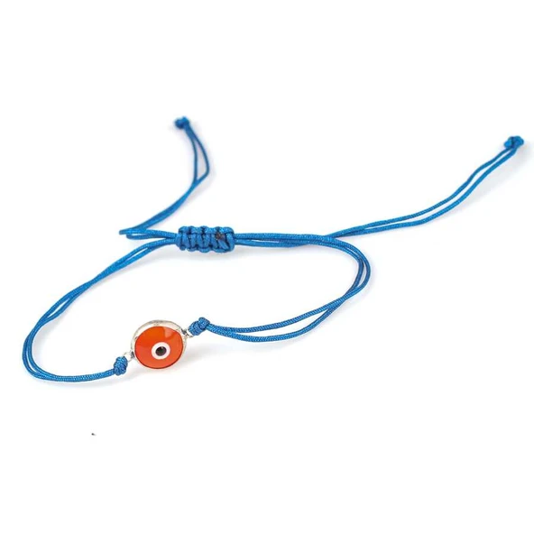 925 Ayar Gümüş Çerçeveli Nazar Boncuk İpli Bileklik - Resim 3