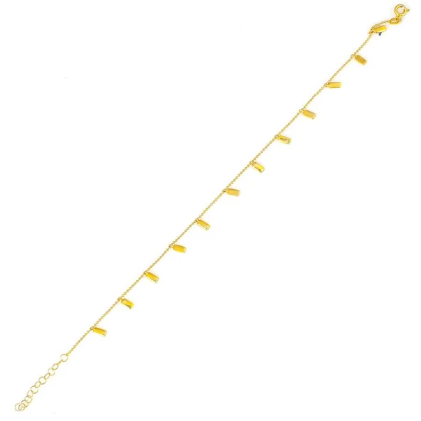 925 Ayar Gümüş 12'Li Plakalı Toplu Zincirli Bileklik - Resim 2