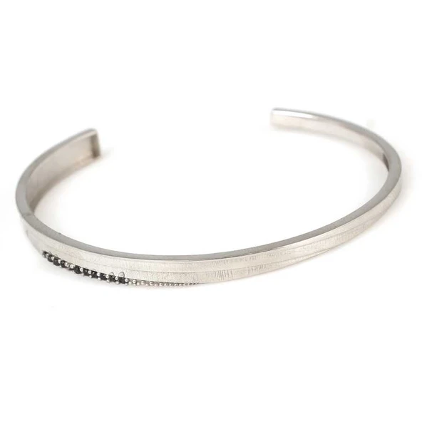 925 Ayar Gümüş Çiftli Astar Beyaz Renk Tel Bilezik - Resim 5