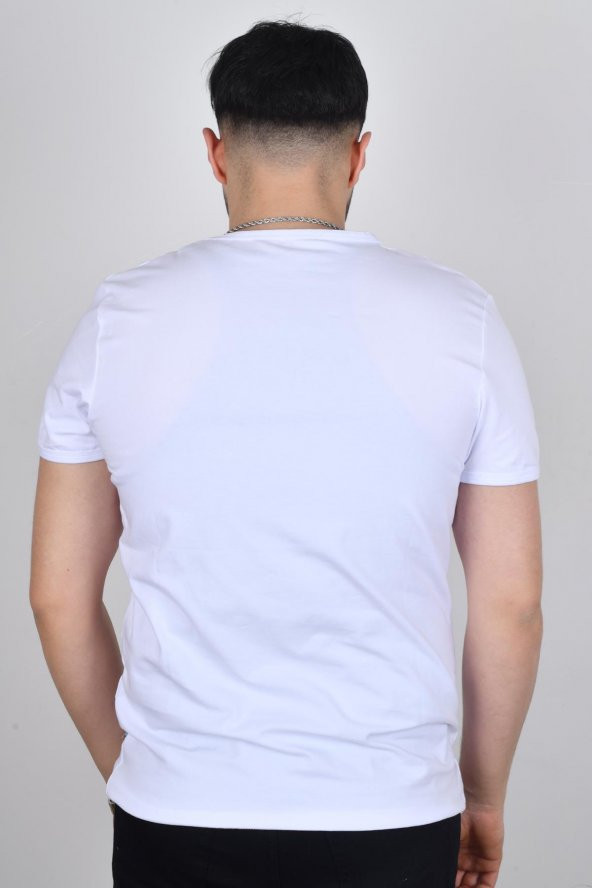 Cazador 23YCEEO04618 Erkek Beyaz Bisiklet Yaka T-Shirt - 3