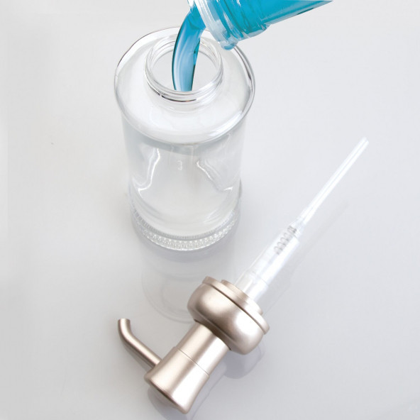 70425ES SIVI SABUNLUK CAM KROM POMPALI ŞEFFAF 7X7X20CM 325ML - 7