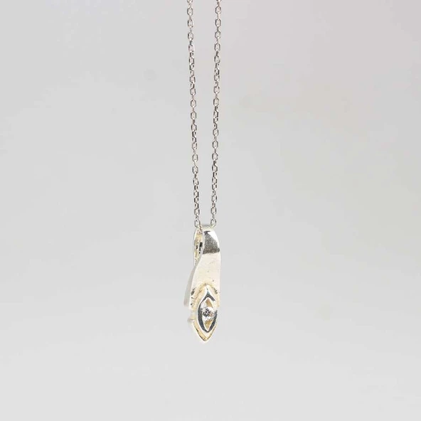 925 Ayar Gümüş Göz Model Tektaşlı Kolye - Resim 2