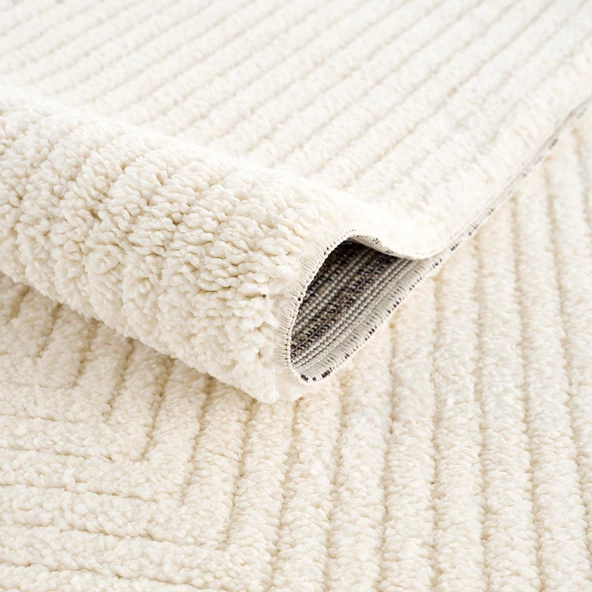 Pandora Krem Modern Peluş Oturma Odası ve Salon Halısı 1104-RR66 - 3