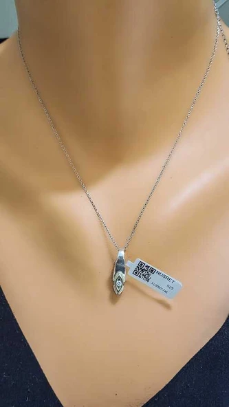 925 Ayar Gümüş Göz Model Tektaşlı Kolye ürün görseli 1