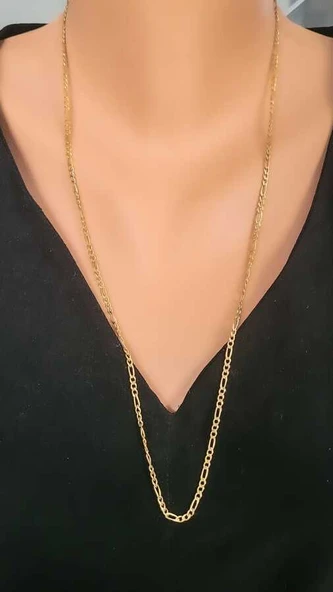 925 Ayar Gümüş Figaro Zincir Altın Kaplama Kolye ürün görseli