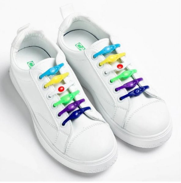 12 adet Yeşil Elastik Ayakkabı Silikon Bağcık Bağcığı İpi Spor Sneakers Ayakkabı Bağcığı
