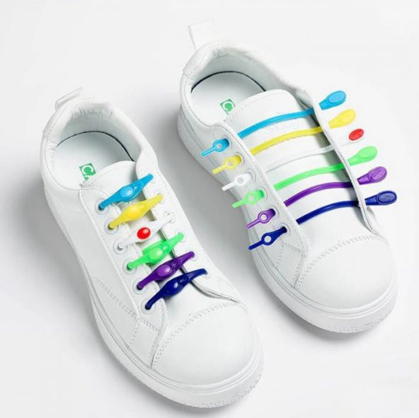 K12 adet (6 Renk) Elastik Ayakkabı Silikon Bağcık Bağcığı İpi Spor Sneakers Ayakkabı Bağcığı - 2