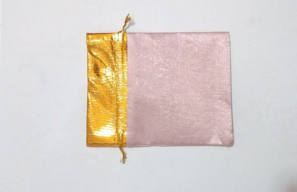 10 Adet Pembe Altın Gold Bez Kına Düğün Mevlüt Sünnet Hediye Kesesi Çanta - 3