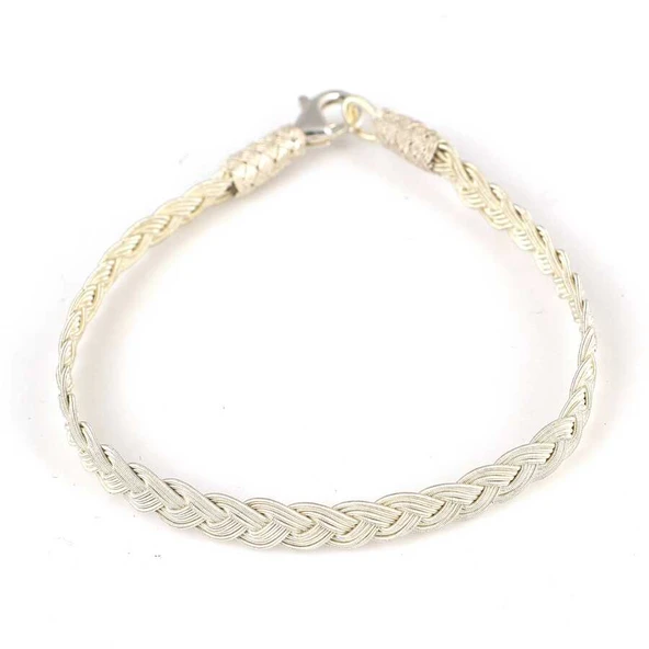 999 Ayar Gümüş Kazaz Örgü Model Bileklik - Resim 4