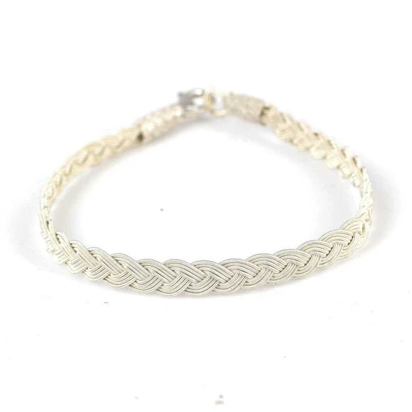 999 Ayar Gümüş Kazaz Örgü Model Bileklik ürün görseli