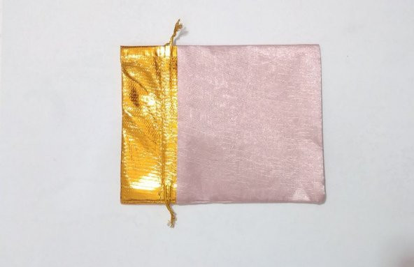 10 Adet Pembe Altın Gold Bez Kına Düğün Mevlüt Sünnet Hediye Kesesi Çanta - 3