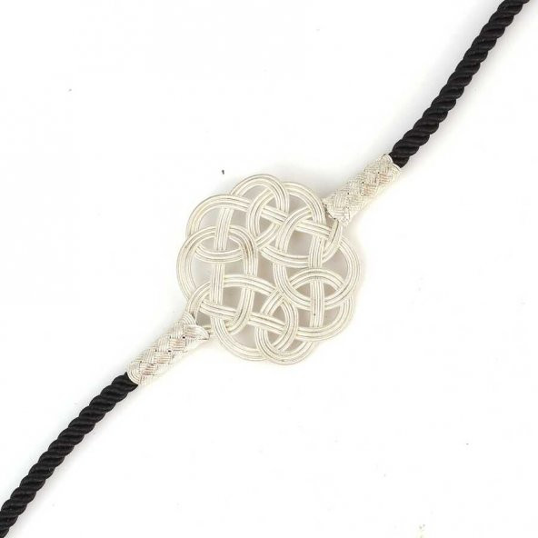 999 Ayar Gümüş Siyah İpli Kazaz Bileklik - 2