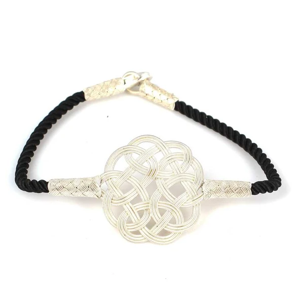 999 Ayar Gümüş Siyah İpli Kazaz Bileklik ürün görseli