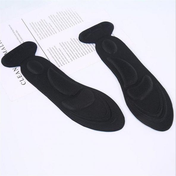 1çift Siyah 7D Ortopedik Tabanlık Kemer Destekli Ayakkabı Topuk Vurma Önleyici Koruyucu Yastığı Ped