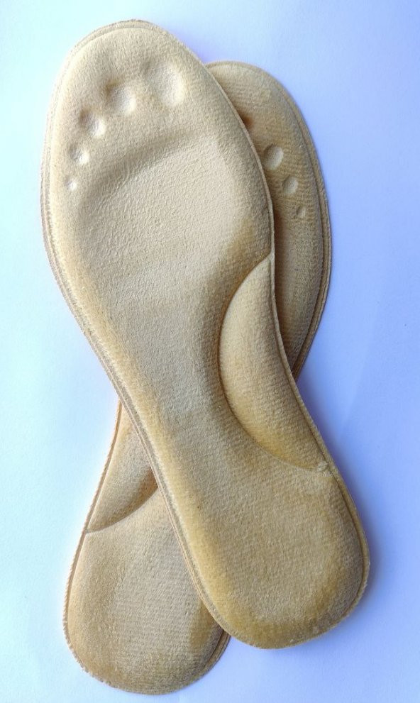 1 Çift Bej Isıtmalı Yumuşak Termal Hafızalı 3D Tabanlık Nefes Alan Kış Ayakkabı Bot Tabanlık Yastığı