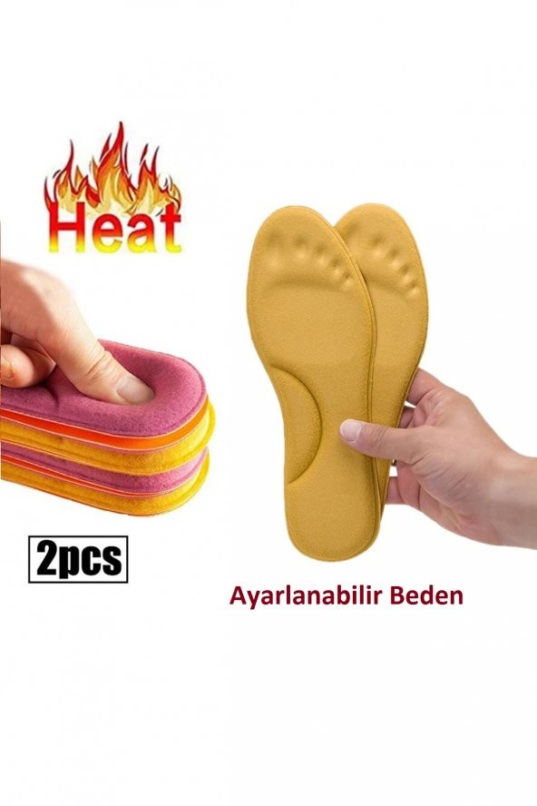 1 Çift Isıtmalı Yumuşak Termal Hafızalı 3D Tabanlık Nefes Alan Kış Ayakkabı Bot Tabanlık Yastığı - 2