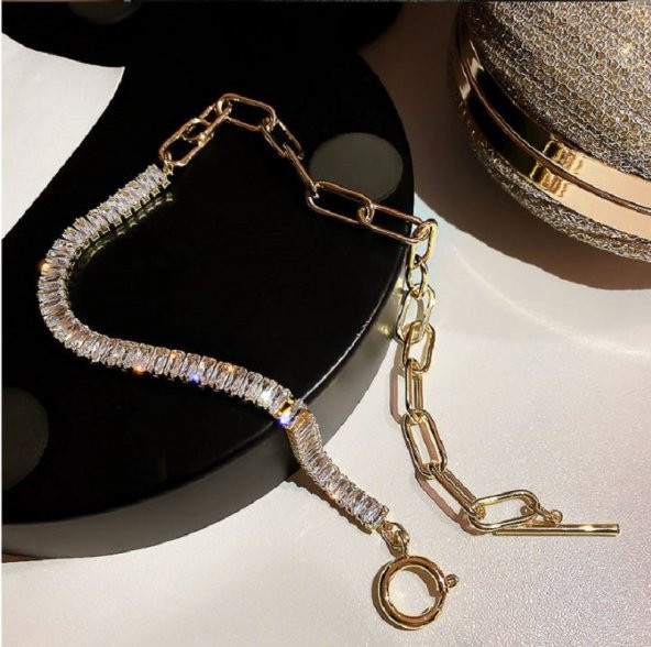 Zirkon Kristal Gerdanlık Kolye Geometrik Rhinestone Kolye Düğün Parti Takı Hediye - 2
