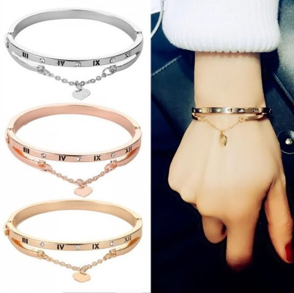 Lüks Paslanmaz Çelik Bileklik Aşk Sonsuza Kadar Charm Altın Gold Kaplama Bilezik Bileklik - 3