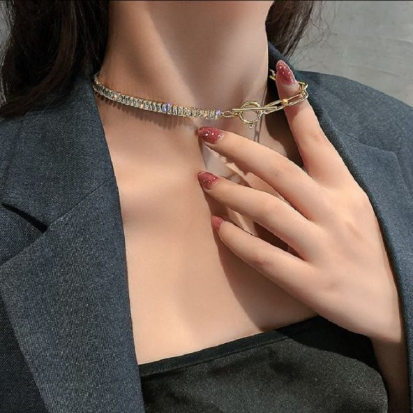 Zirkon Kristal Gerdanlık Kolye Geometrik Rhinestone Kolye Düğün Parti Takı Hediye - 4