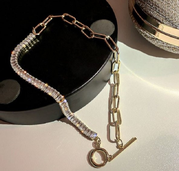 Zirkon Kristal Gerdanlık Kolye Geometrik Rhinestone Kolye Düğün Parti Takı Hediye - 5
