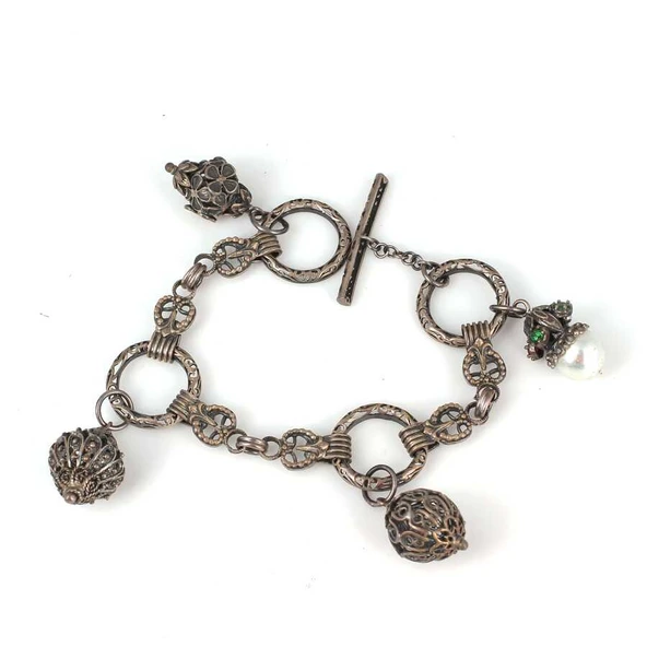 925 Ayar Gümüş Telkâri Toplu Sallantılı Bileklik ürün görseli 1