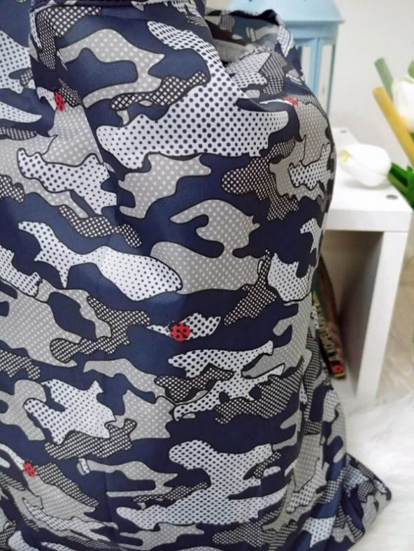 2 Adet Yeni Anahtarlık Katlanan Katlanabilir Market Pazar Piknik Plaj Bez Çantası Kamuflaj 39cm x 60cm - 4
