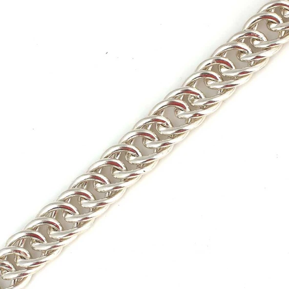 925 Ayar Gümüş Kasa Kilitli Gurme Zincir Bileklik - Resim 3