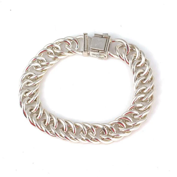 925 Ayar Gümüş Kasa Kilitli Gurme Zincir Bileklik - Resim 4