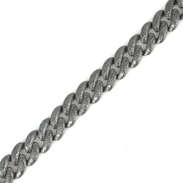 925 Ayar Gümüş Oksitli Kasa Kilitli Zincir Bileklik - Resim 3