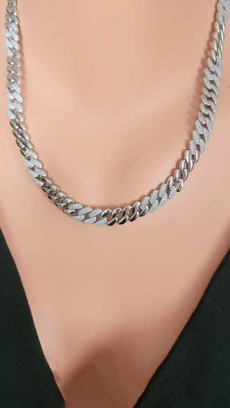 925 Ayar Gümüş Taşlı Gurmet Zincir Kolye ürün görseli 1