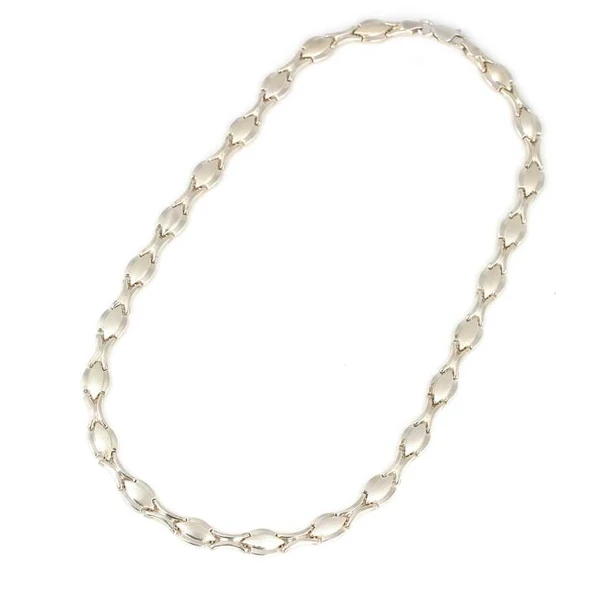 925 Ayar Gümüş Badem Model Pres Kolye - Resim 2