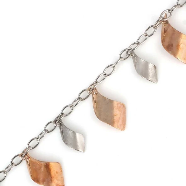 925 Ayar Gümüş Çift Renk Dalgalı Model Bileklik - Resim 3