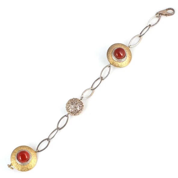 925 Ayar Akik Taşlı Badem Zincir Bileklik ürün görseli 1