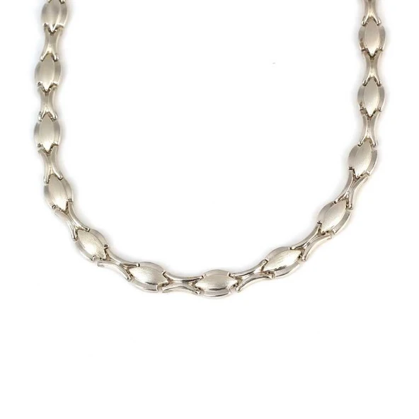 925 Ayar Gümüş Badem Model Pres Kolye - Resim 3