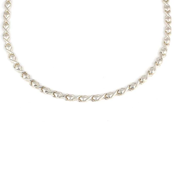 925 Ayar Gümüş Xo Model Pres Kolye - Resim 3