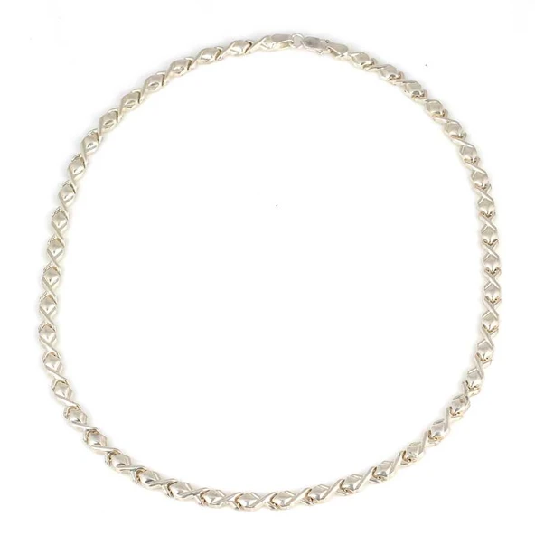 925 Ayar Gümüş Xo Model Pres Kolye - Resim 2