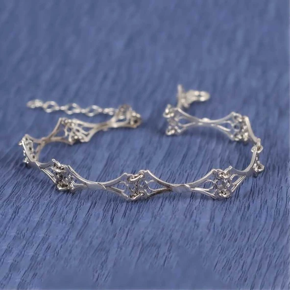 925 Ayar Gümüş Döküm Telkâri Bileklik - Resim 2