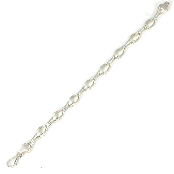 925 Ayar Gümüş Badem Model Pres Bileklik - Resim 3